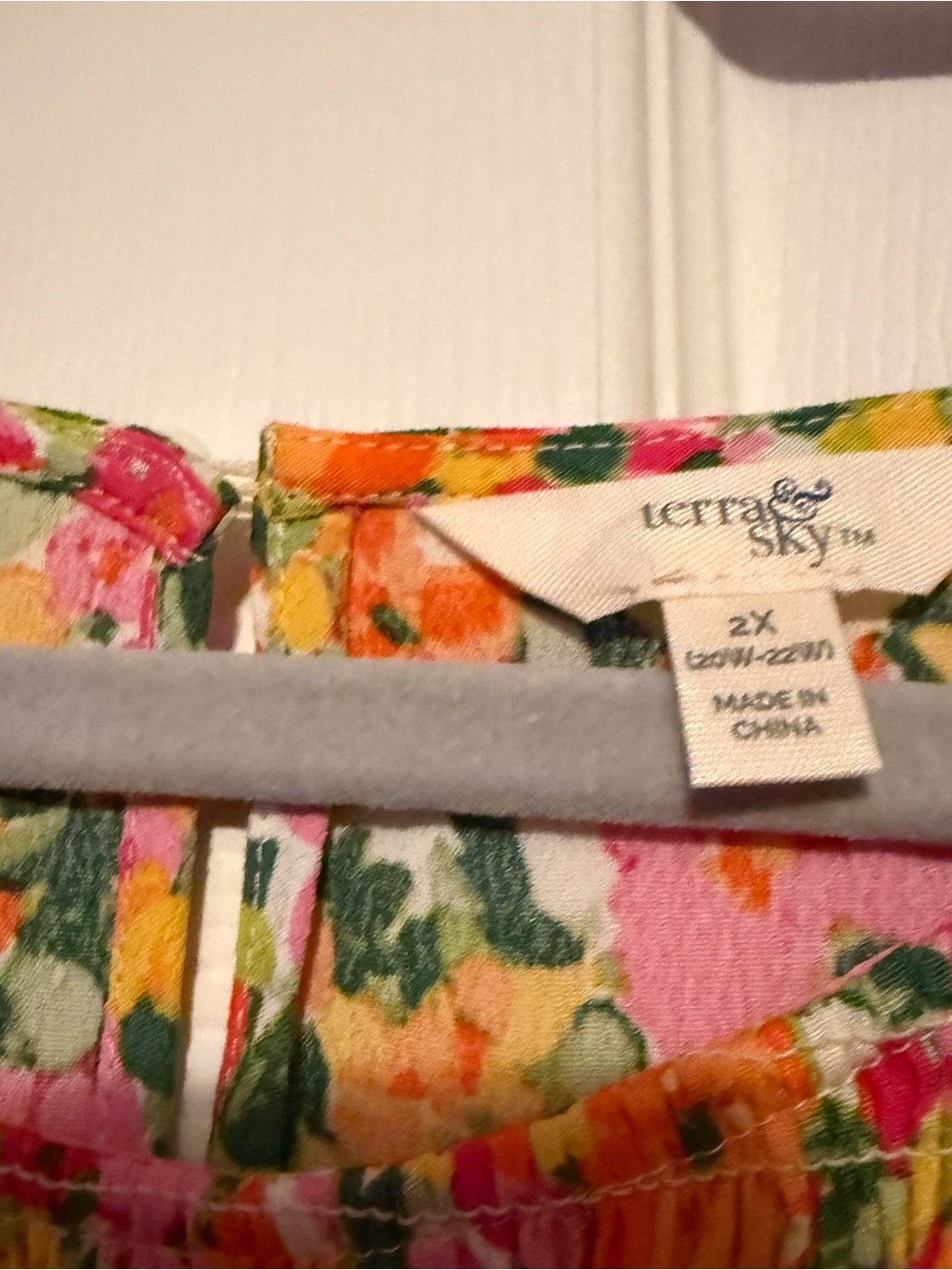 Terra & Sky Floral Smocked Top in Pink, Orange & Green - Picture 11 of 14